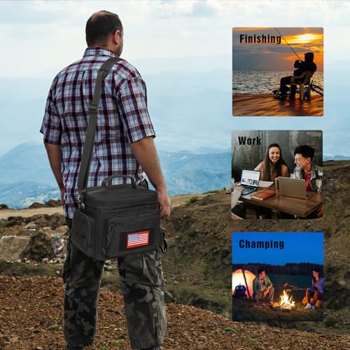 Lunch Box for Men, Tactical Lunch Bag MOLLE Webbing Leakproof Insulated Large Lunch Cooler Women Adult Meal with Adjustabl...
