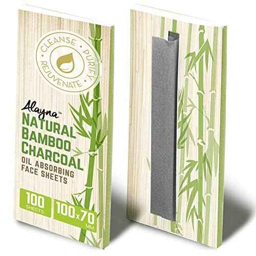 Alayna TM Oil Blotting Sheets for Face Natural Bamboo Charcoal Paper Oily Skin Absorbing Tissues Beauty Blotters Remove Excess Shine Organic Blot Papers Facial Make Up & Care 1 Pack