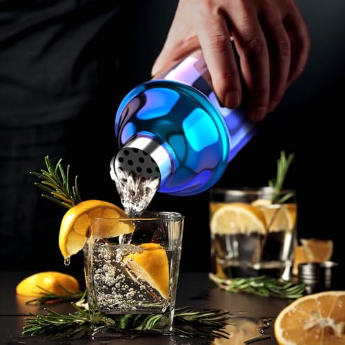 IOV Cocktail Shaker Bar Set, 24oz Martini Shaker with Built-in Strainer, Bar Tool Kit with Recipes Booklet, Professional S...