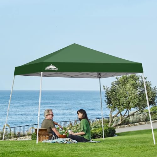 EAGLE PEAK 10x10 Slant Leg Pop-up Canopy Tent Easy One Person Setup Instant Outdoor Beach Canopy Folding Portable Sports S...