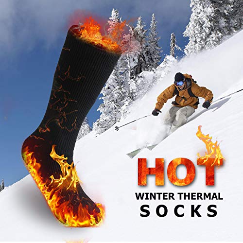 2 Pack Mens Winter Warm Thick Thermal Socks for Women Full Cushioned Insulated Heated Crew Boot Socks for Hiking Skiing