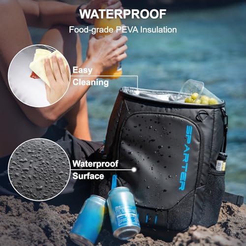 SPARTER Backpack Cooler Insulated Leak Proof 33/49 Cans, 2 Insulated Compartments Thermal Bag, Portable Lightweight Beach ...