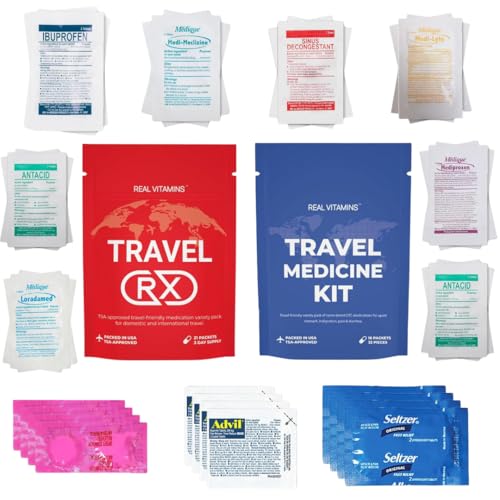 Premium Travel Medicine Kit - 37 Individually Wrapped Packets (74 Pieces) - TSA Approved OTC Meds for International Trave...