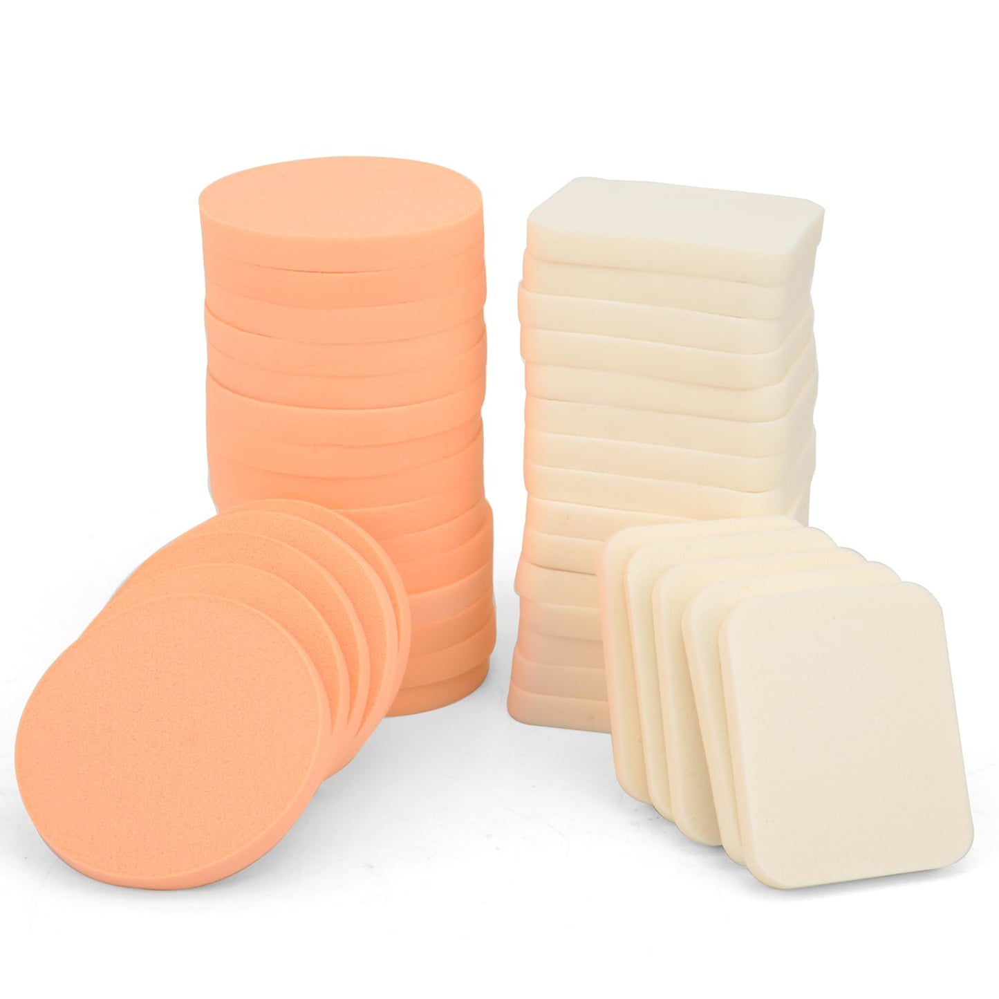 40PCS Round Square Shaped Makeup Blenders Sponges Set, Use for Dry and Wet, Perfect for Full Face Curve Blending, Cream, Liquid,