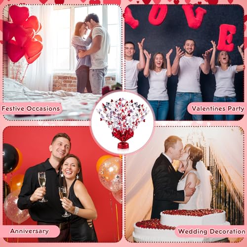 Juexica 6 Pcs Valentines Table Centerpieces Heart Burst Valentine Table Decorations Party Accessory Heart Tinsel Centerpie...