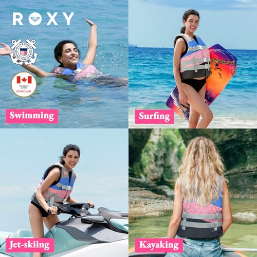 ROXY Women’s Life Vest, USCG Approved Type III PFD, Light-Weight EPE Foam Life Jacket for Fishing, Boating and Kayaking Wa...