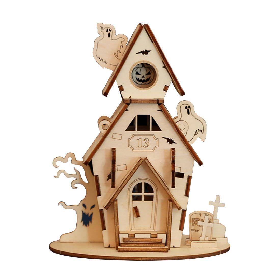 Aetheria 3D Wooden Halloween Haunted House Craft Kit, Wood House Puzzle, DIY Brain Teaser Puzzle for Adults to Build-Halloween Christmas Decor Model Kits - 35 Pieces