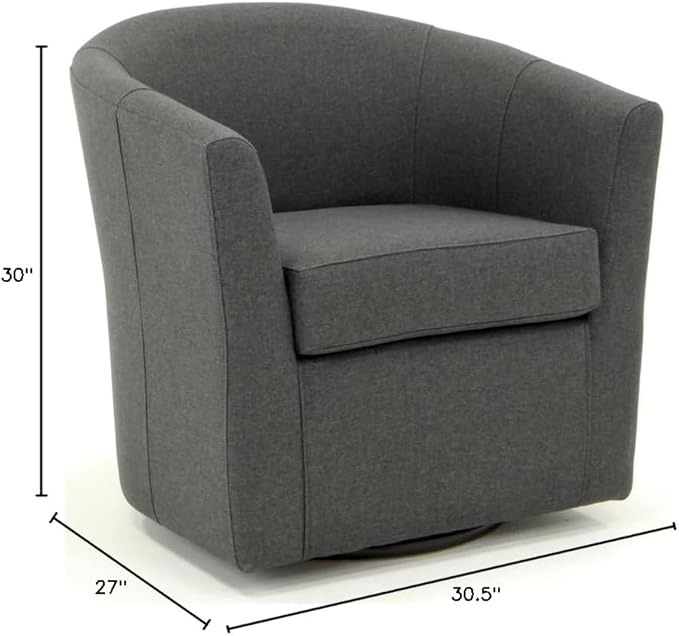 Pemberly Row 19" H Traditional Fabric Swivel Club Chair in Dark Gray
