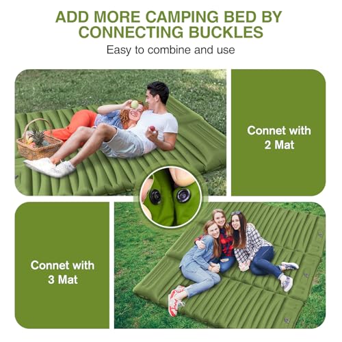 OUTTPLY Sleeping Pad for Camping, 5" Extra-Thick Camping Mat with Pillow Built-in Foot Pump, Ultralight Inflatable Sleepin...