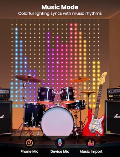 Smart LED Curtain Lights, RGB+IC Color Changing Holiday Wall Lights, 6.6x6.6ft 400 LEDs, Indoor Dynamic DIY String Lights,...