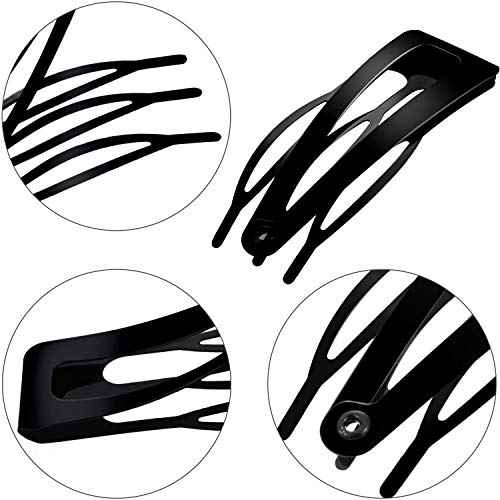 Chinco 24 Pcs Double Grip Hair Clips Metal Snap Clips Women Barrettes for Hair Making, Salon Supplies(Black,2 Inch)