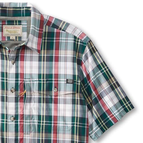 Field & Stream Men's Line Burner Short Sleeve Fishing Shirt, Sunkissed Plaid