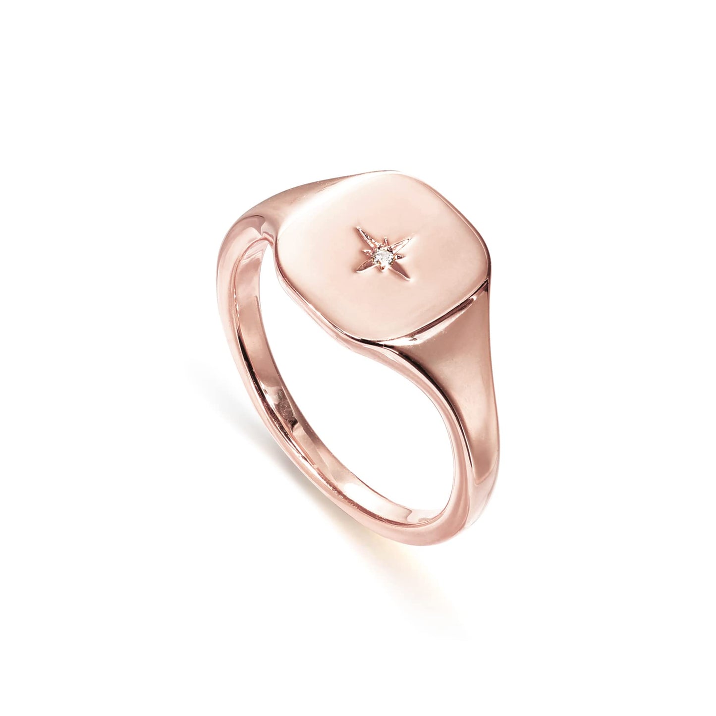 PAVOI 14K Gold Plated Signet Ring for Women | Bold Stackable Ring (Rose Gold, 7)