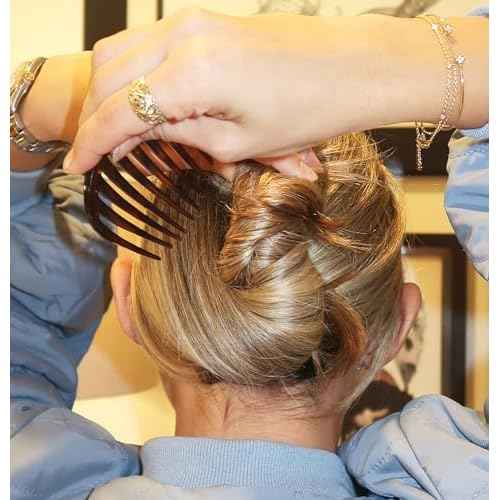 Camila Paris CP2431 French Hair Side Comb Small Rounded Tortoise Shell, French Twist Hair Combs, Strong Hold Hair Clips for Women Bun Chignon, No Slip Styling Girls Hair Accessories Made in France