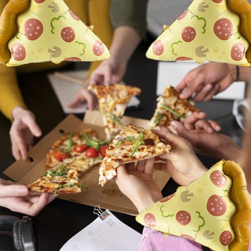 6Pcs Pizza Balloons 23" Pizza Slice Shaped Mylar Balloons Pizza Slice Foil Party Balloons for Pizza Theme Party, Pizza Bir...