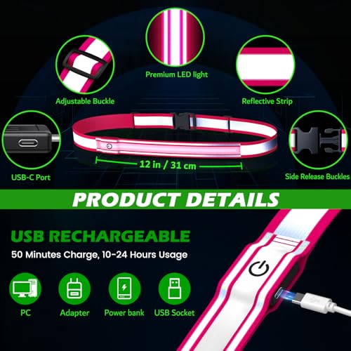 Reflective Sash Gear for Walking at Night,Flashing LED Reflective Belt Safety Lights for Walkers Night Dog Walking Biking ...