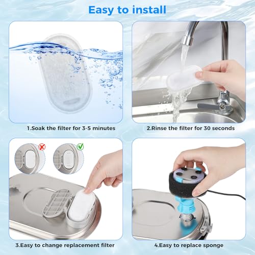 28+28 Pack Cat Water Fountain Filters, Pet Water Fountain Filters Replacement for Dog/Cat Stainless Steel Fountain 108oz/...
