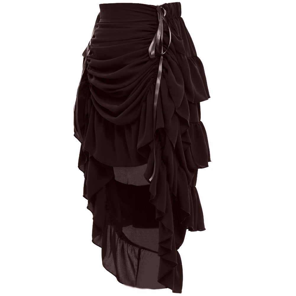 GRACEART Women's Victorian Steampunk Skirt - (Brown) Small