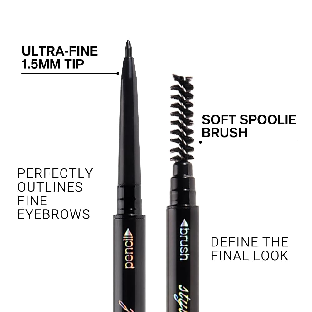 5 Pcs Dual-Sided Auto-rotate Ultra-Fine Tip Eye Brow Pencils Pack,Draws Tiny Brow Hairs, Defines, Fills Brows, Shapes, Contours,