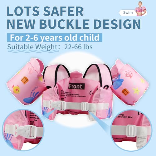 Kids Swim Vest for Children Learn Swimming Training Toddler Floaties with Adjustable Non-Slip Buckle Shoulder Harness Arm ...
