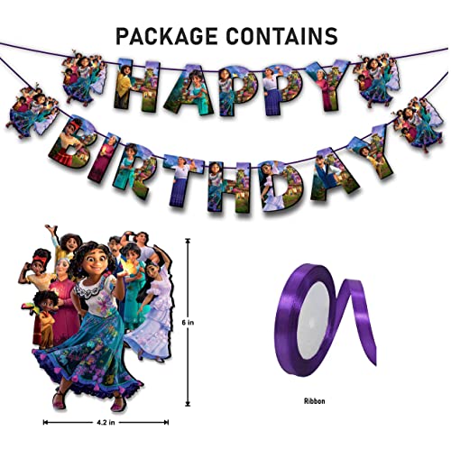"Encato Happy Birthday Banner – Magical Family Theme Party Decorations – Colorful Hanging Birthday Banner – Cartoon Inspir...