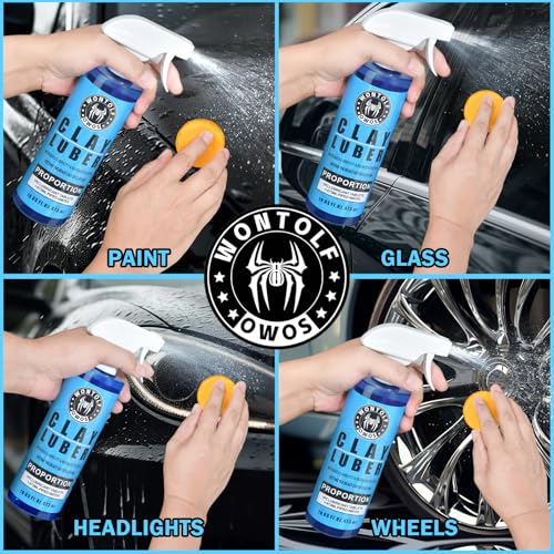 Wontolf Car Clay Bars Auto Detailing and Clay Luber Synthetic Lubricant Kit, Premium Grade 4 Clay Bars, Clay bar Lubricant...