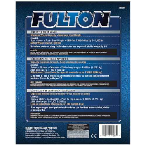 Fulton 142400 Boat Trailer Winch, 2,000 lbs. Capacity, No Strap, 10 Inch Handle, Two-Speed Hand Crank Winch, Solid Drum Gear System