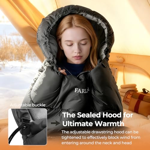 FARLAND Sleeping Bag for Adults, Cold Weather & Warm Plush Fleece-Lined Interior - Portable Waterproof Windproof with Comp...
