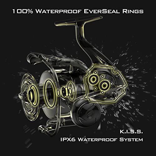 KastKing Kapstan Elite Saltwater Spinning Fishing Reel, Up to 55LBs Max Drag, IPX6 Waterproof & Corrosion-Resistant Bearin...
