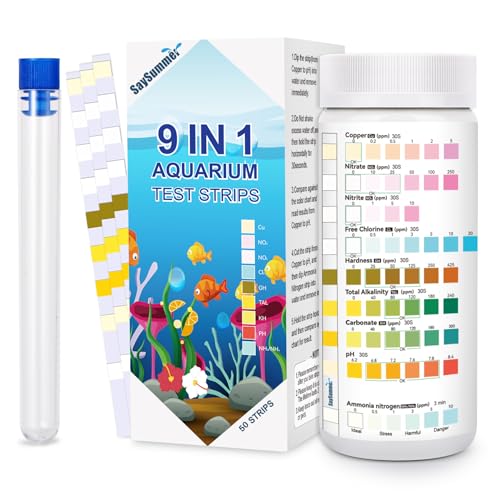 Aquarium Test Strips for Fish Tank: 9 in 1 Aquarium Ammonia Test Strips for Fish Tank - 50 Counts Aquarium Water Test Kit ...