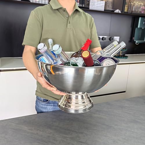 Winsterch 18/8 Stainless Steel Ice Bucket for Parties,Beverage Tub Party Bucket with Scoop,Banquet Champagne Ice Bucket Bi...