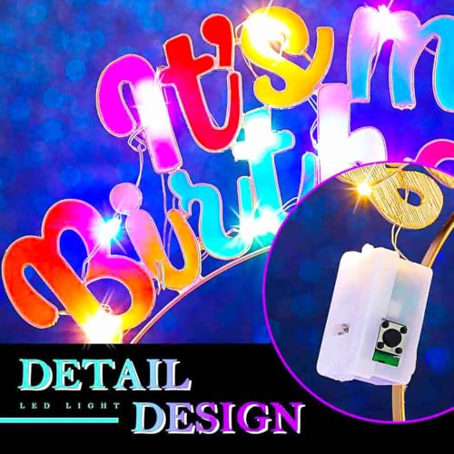 Zoestar Light Up Happy Birthday Headband Led It's My Birthday Hair Accessories for Women