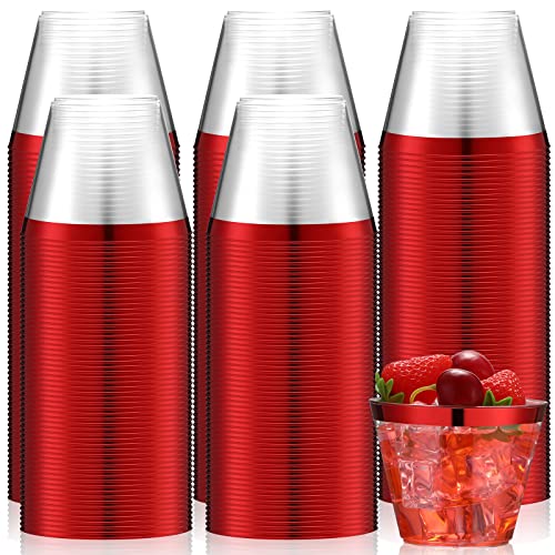 Lounsweer 100 Pcs 9oz Rimmed Plastic Cups Christmas Clear Cocktail Cups Heavy Duty Disposable Wine Glasses for Birthday Br...