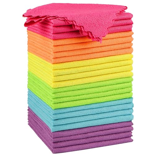 Orighty Microfiber Cleaning Cloth, 24 Pack Highly Absorbent Cleaning Rags, Household Cleaning Supplies, Reusable Lint Free...