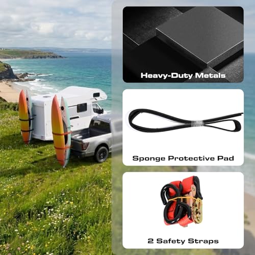 nutoniz 2-in-1 RV Hitch Mount Kayak Rack for Truck SUV Camper Trailer, Height Adjustable Vertical Standing Kayak Carrier w...