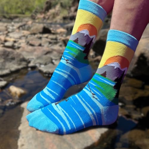 WHD Fly Fishing Crew Socks for Women & Men | Fishing Gift, Outdoor Adventure Socks