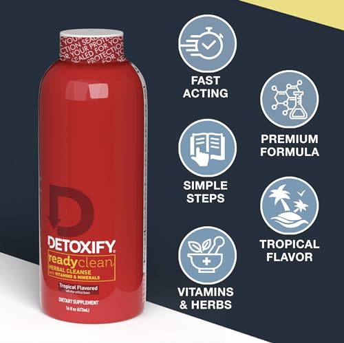Detoxify – Ready Clean Herbal Cleanse – Tropical – 16 oz – Professionally Formulated Herbal Detox Drink – Enhanced with Mi...