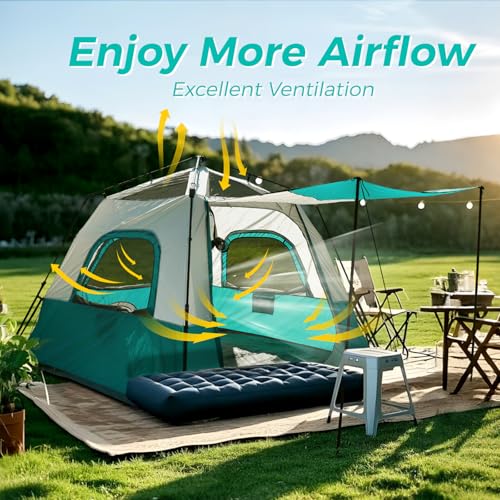 Hewolf 3-4 Person Tents for Camping, Waterproof Easy Pop Up Instant Tent Sets Up in 60 Seconds for Family Outdoor Hiking &...