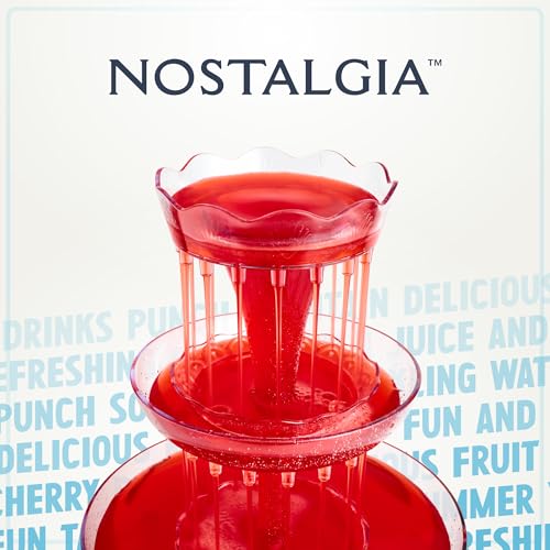 Nostalgia LPF230 3-Tier Lighted Party Fountain, Holds 1.5 Gallons, LED Lighted Base, Includes 8 Reusable Cups