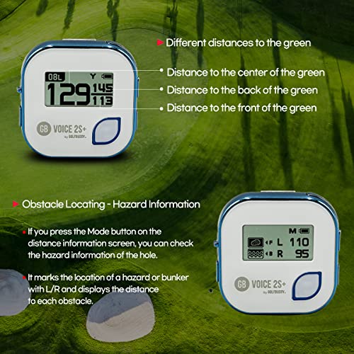 GOLFBUDDY Voice 2S+ Talking GPS Rangefinder, Clip on Hat Golf Navigation, Slope Mode on/Off, 18 Hours Battery Life, Shot D...