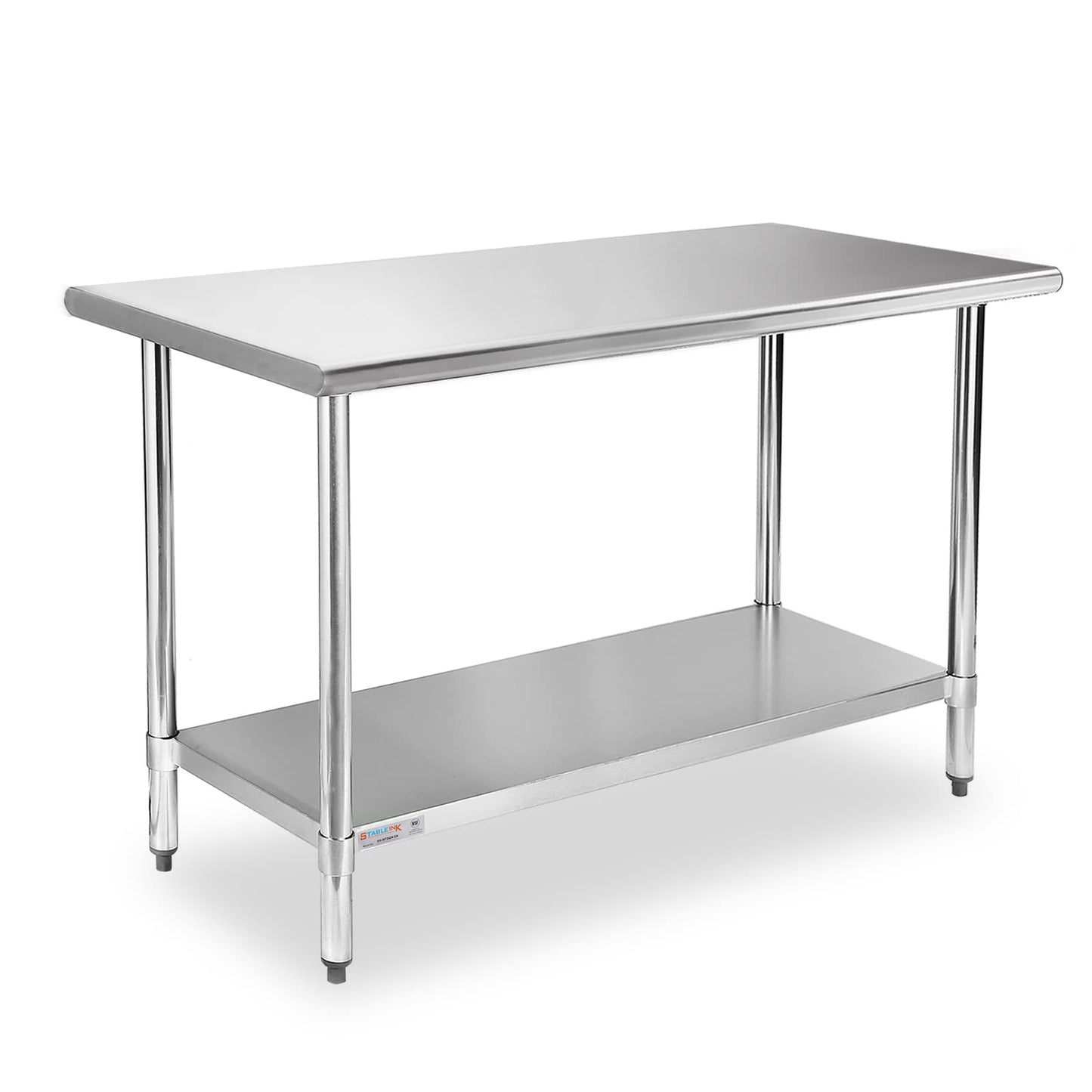 STABLEINK NSF Stainless Steel Table 24 x 60 Inches 5ft, Metal Prep & Work Tables with Adjustable Undershelf, for Commercial Kitchen, Restaurant, Hotel and Garage