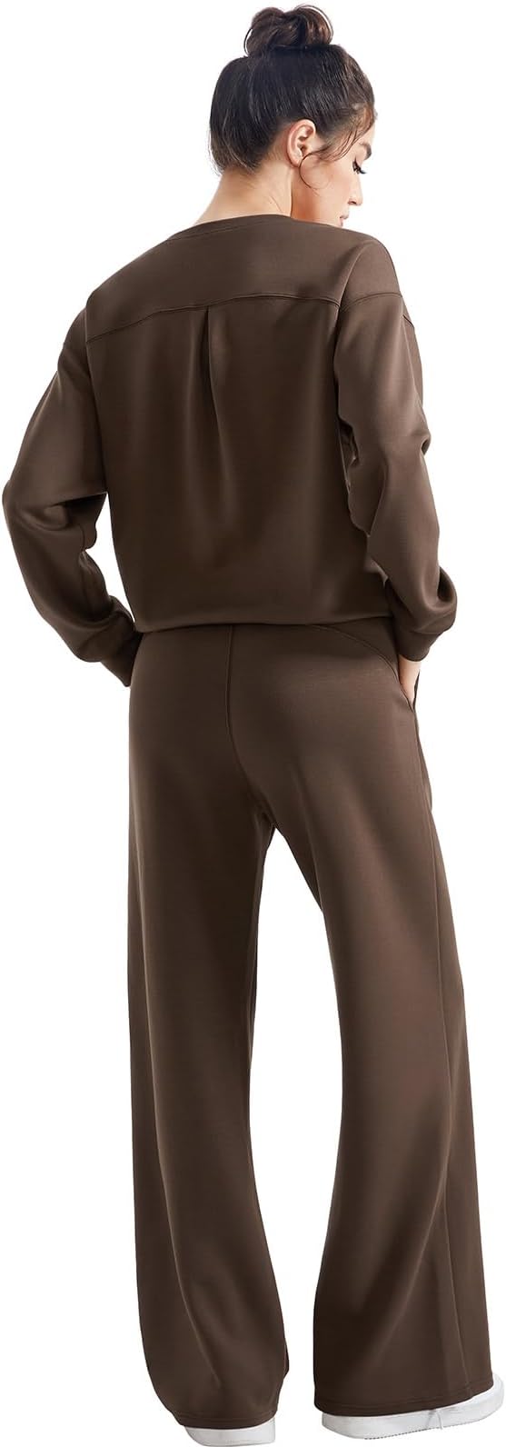 SUUKSESS Women Modal Fall 2 piece outfits Oversized Sweatshirt Wide Leg Pants