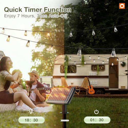 addlon 54(48+6) FT Solar String Lights Waterproof,Patio Lights Solar Powered with Remote & USB Port 15+1 LED Shatterproof ...