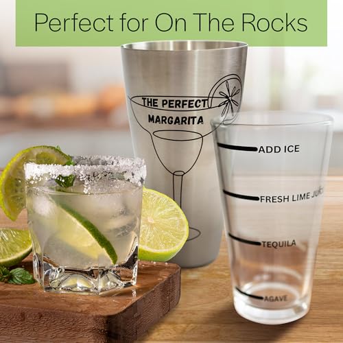 The Perfect Margarita | Easy to Use Margarita Cocktail Shaker Kit | Single & Double Recipes | No Jiggers or Measuring Tool...