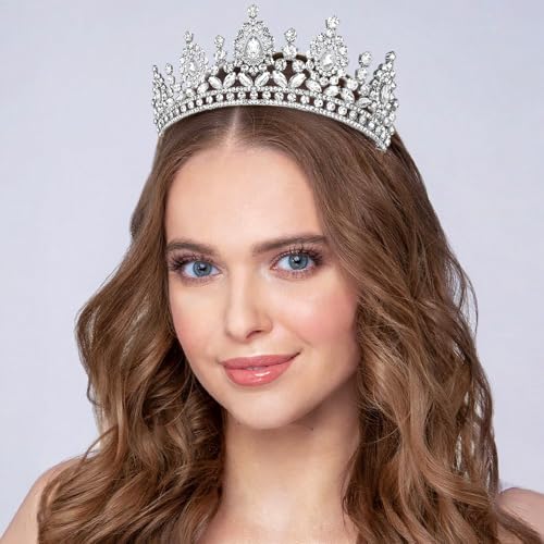 Aprince Silver Crown and Tiara for Women Girls, Crystal Princess Tiara Queen Crown, Rhinestone Headbands Royal Diadem for ...