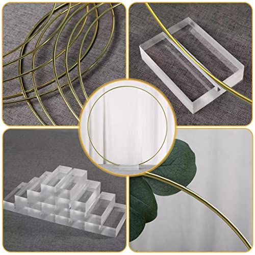 YALLOVE 10 PCS 12 Inch Floral Hoop Table Centerpiece, Metal Wreath Ring Stand with Crystal Clear Acrylic Base for Balloon ...