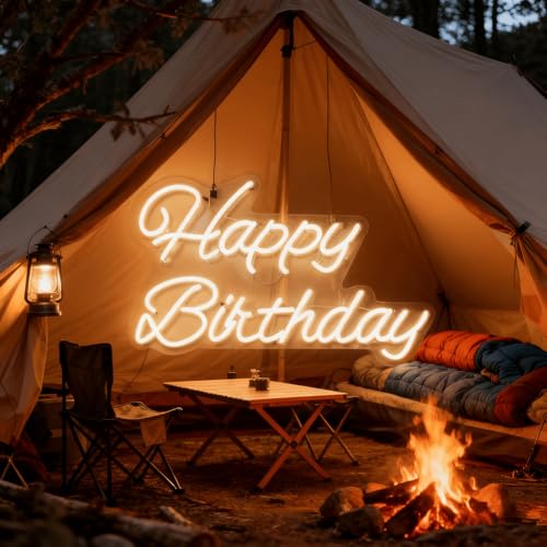 THIIXDAI Happy Birthday Neon Sign for Wall Decor, Happy Birthday Light Up Sign, Art Decoration Neon Light, Happy Birthday ...