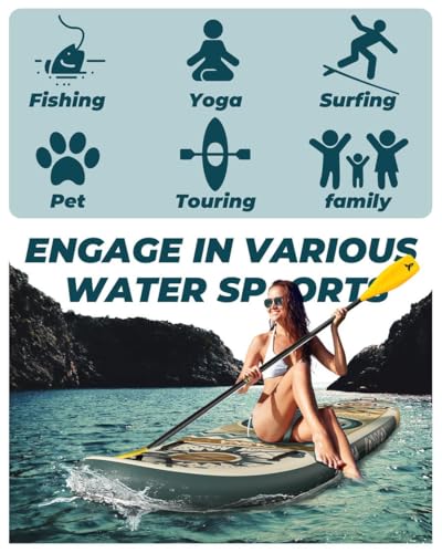 Inflatable Stand up Paddle Board 11ft with Premium SUP Accessories,Extra Wide Design Non-Slip Paddleboard for Adult,Youth,...