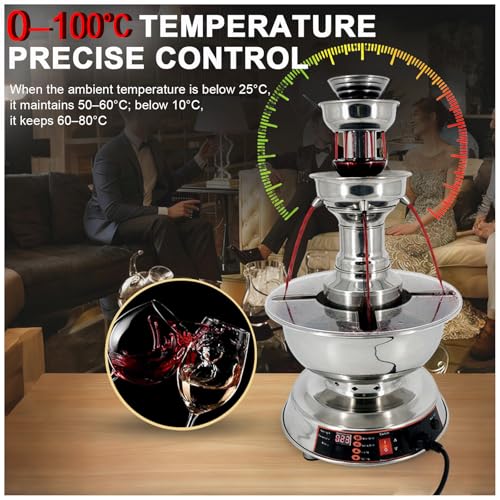 KPOUYYDS 3-Tier Red Wine Fountain Machine 3.5L Juice Champagne Electric Beverage Dispenser with LED Lighted Base Cocktail ...