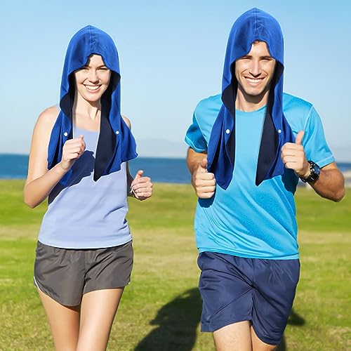 HoneyHu Artic Cool Towel 2-Pack | UPF 50+ Cooling Hoodie Towel, Instant Chill for 2 Hours | Reusable Sun Protection for Me...